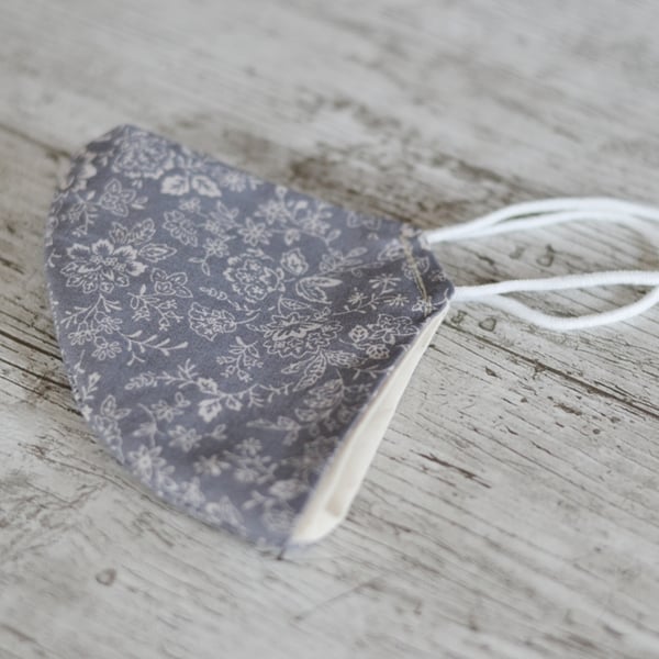 Pewter Grey Flower Face Mask