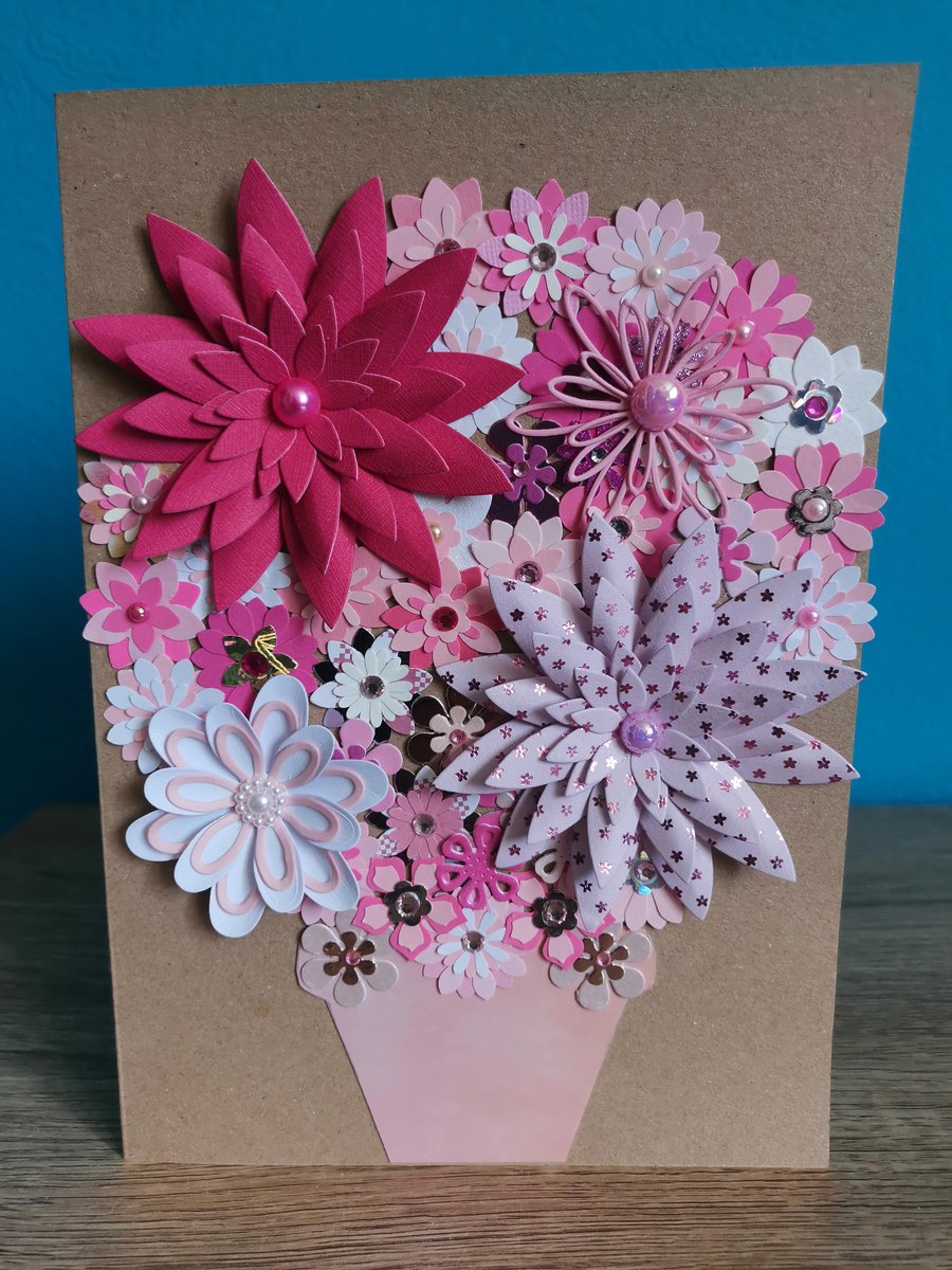 Floral handmade luxury greeting card - Handmade floral greeting card - boxed -