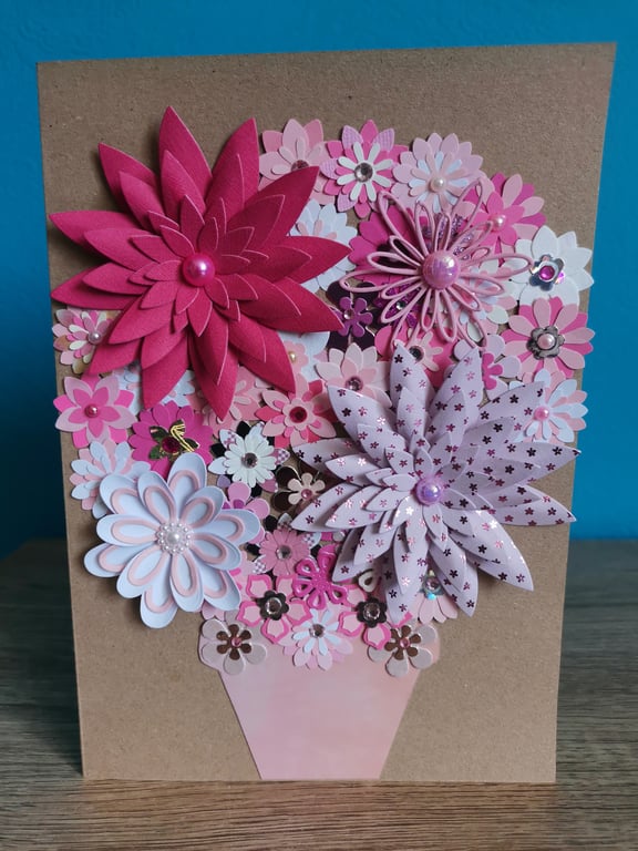 Floral handmade luxury greeting card - Handmade floral greeting card - boxed -