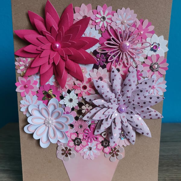 Floral handmade luxury greeting card - Handmade floral greeting card - boxed -