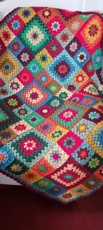 Multicoloured Squares Crochet Blanket 