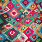 Multicoloured Squares Crochet Blanket 