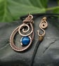 Copper Wire Weave Spiral Drop Pendant with Blue Agate Bead - Image 5