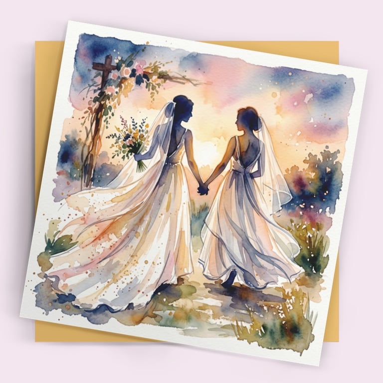 Same Sex Wedding 3 Card – Couple Square Greeting Card