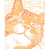 Happy Ginger Cat - Original linocut print