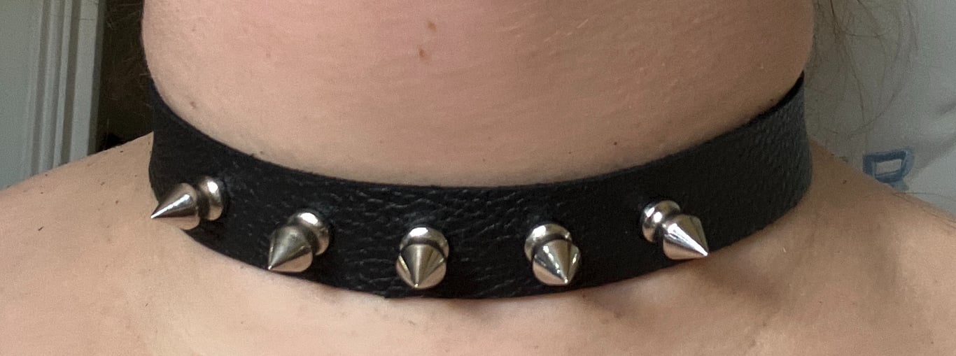 Black leather choker w 5 half inch Spikes - Punk Goth Fashion -FREE SHIPPING