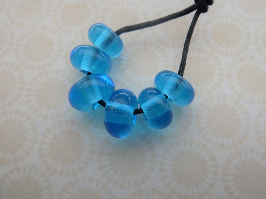 handmade blue lampwork spacer glass beads
