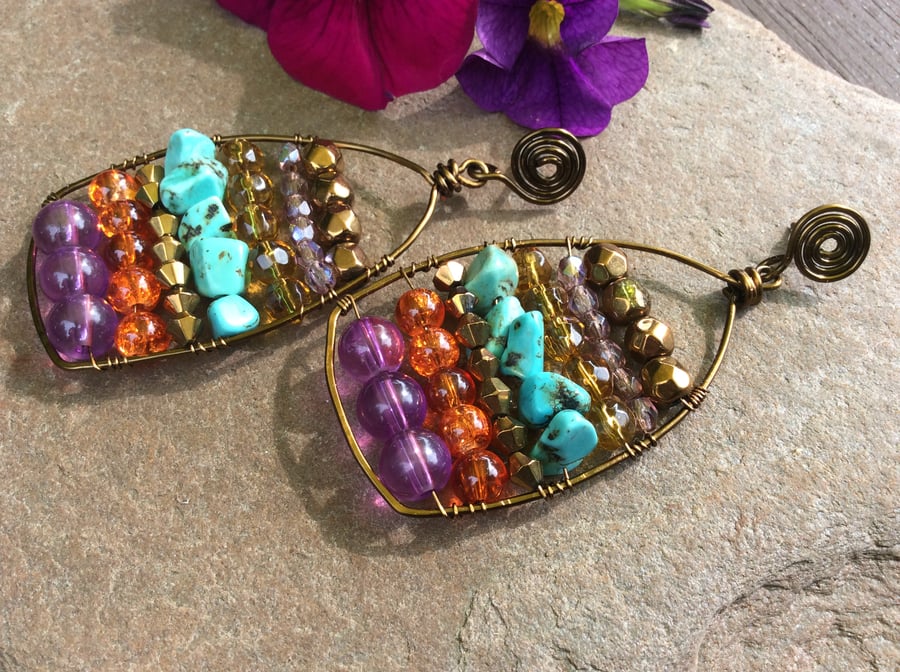 Purple Moroccan Bazaar Abacus Earrings 