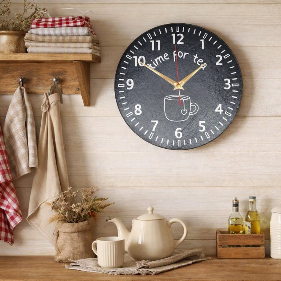 Slate clock - Time for tea