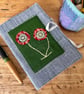 Notebook & Journal Cover in Blue Chambray with an Appliqué Flower Design