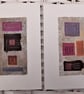Colourful Combinations Red Orange Pink Lilac Handstitched Geometric Art Pictures - Image 1