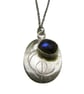 Roller printed handmade oval sterling silver pendant with labradorite
