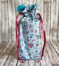 Medium Sized Floral Reusable Gift Bag - Drawstring Gift & Storage Bag