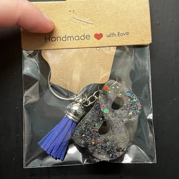 Resin Initial Keyring - B