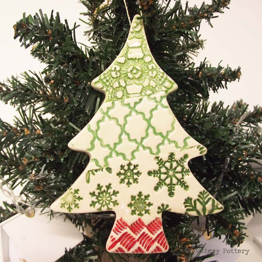  Ceramic Christmas Tree decoration Patchwork tree Pottery Christmas tree