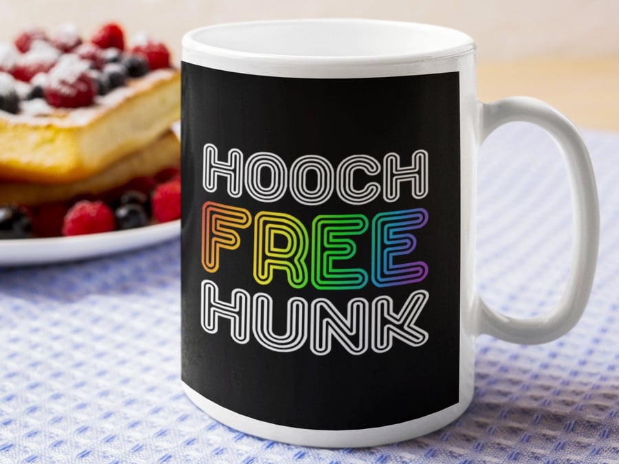 Hooch Free Hunk Sober 11oz15oz Mug, Sobriety gift for Men Dad, AA gift, Valentin