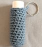 Crochet lip balm holder keychain, bag charm, handmade, keyring accessory - green - Image 3