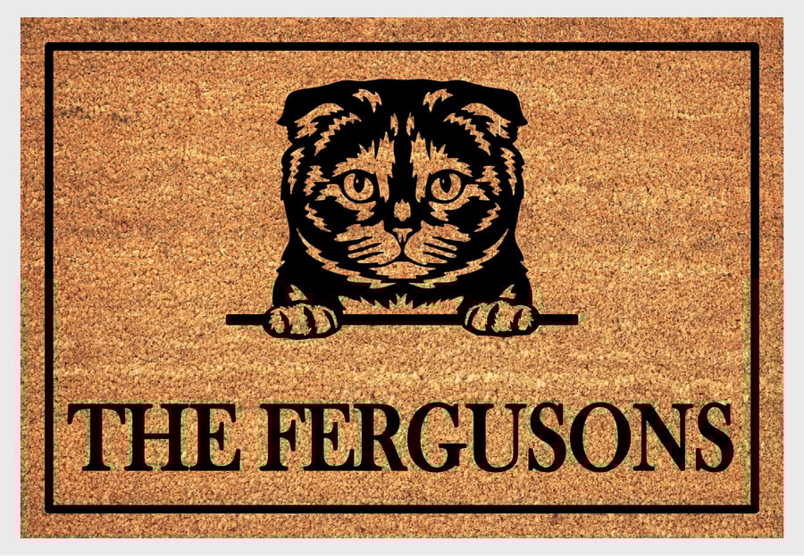 Scottish Fold Cat Door Mat - Personalised Scottish Fold Cat Welcome Mat