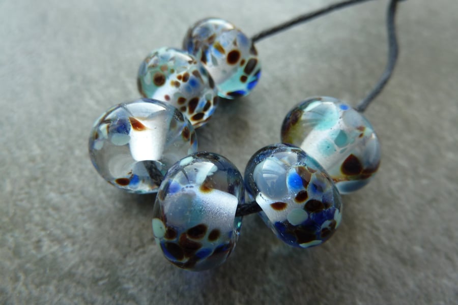 blue frit lampwork glass beads
