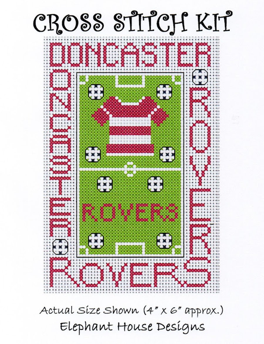 Doncaster Rovers Cross Stitch Kit Size 4" x 6"  Full Kit
