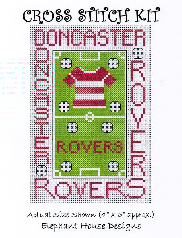 Doncaster Rovers Cross Stitch Kit Size 4" x 6"  Full Kit