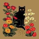 310 - Cat in the Blooms Cross Stitch Pattern  (PDF Counted Chart)