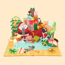 Santa & Pets Christmas 3D Pop Up Card – Festive Animal Christmas Card