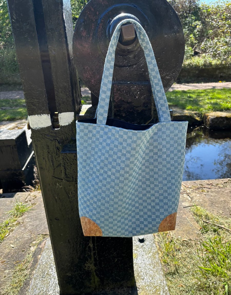 Denim Tote Bag with cork corners