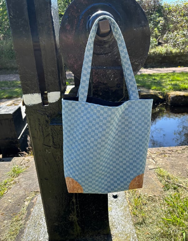 Denim Tote Bag with cork corners