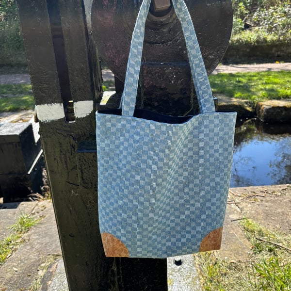Denim Tote Bag with cork corners