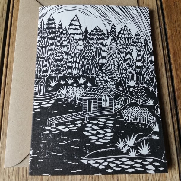 Archipelago House lino hand printed blank card