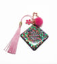 Rainbow Keyring Bag Charm with PomPom and Tassel