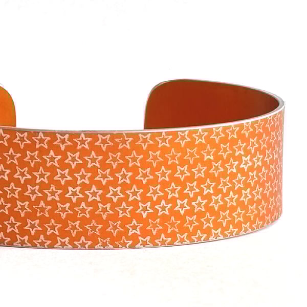 Star pattern aluminium cuff orange - second