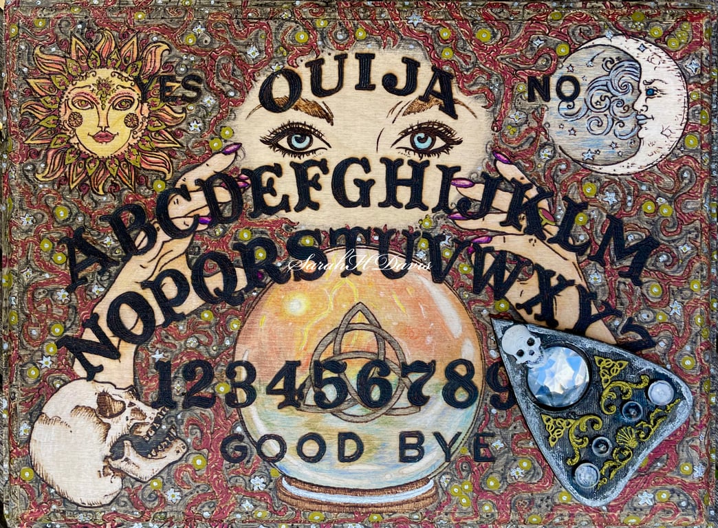 Wood-Burned Ouija Board Wall Art - Spirit Board, Clairvoyant, Wicca, Magic