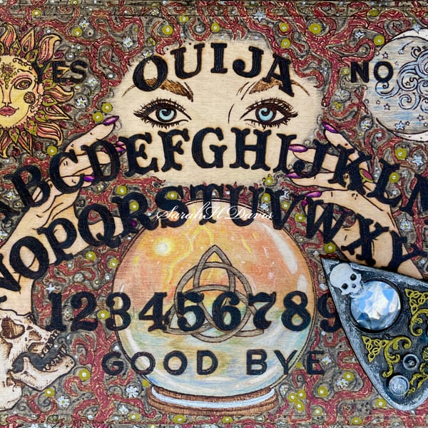 Wood-Burned Ouija Board Wall Art - Spirit Board, Clairvoyant, Wicca, Magic