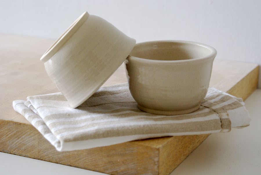 Set of two small stoneware bowls - hand thrown and glazed in simply clay