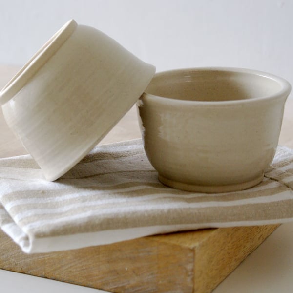 Set of two small stoneware bowls - hand thrown and glazed in simply clay