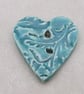 Medium Jade Green Brocade Texture Heart Shaped Ceramic Button - Image 5