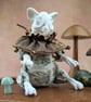'Porcini', a white porcelain and textile mouse-skull imp. - Image 7