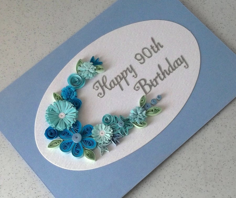 Quilled 90th birthday card