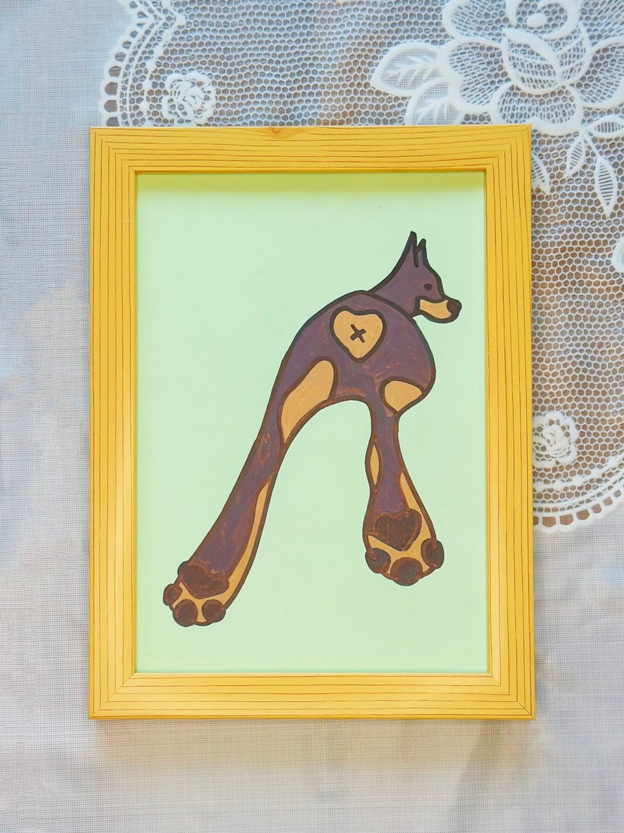 Boundary Dog – 7 Inch Framed Original Pet Illusration