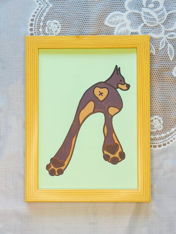 Boundary Dog – 7 Inch Framed Original Pet Illusration
