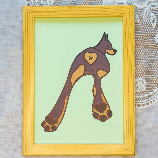 Boundary Dog – 7 Inch Framed Original Pet Illusration