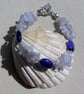Blue Lace Agate & Blue Jade Gemstone Beaded Bracelet "Blue Skye"