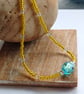 Azure Sun - Yellow and Aqua Artisan Glass Bead Necklace - Image 5