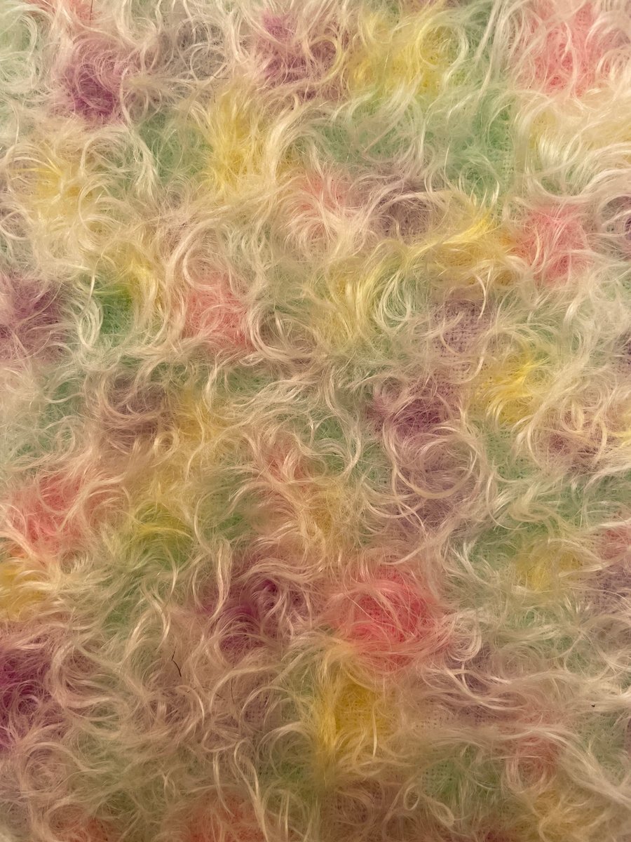 Hand dyed Helmbold  mohair fur fabric "Spring Flowers" on 25mm Snowflake