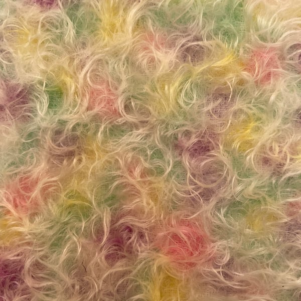 Hand dyed Helmbold  mohair fur fabric "Spring Flowers" on 25mm Snowflake