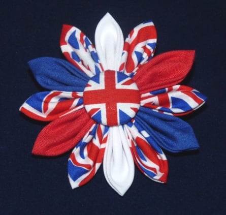 Corsage Brooches in Red White and Blue Union Jack Fabric for the Queen's Jubilee