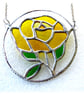 Rose Ring Suncatcher Stained Glass Yellow Handmade Gift Flower - Image 2