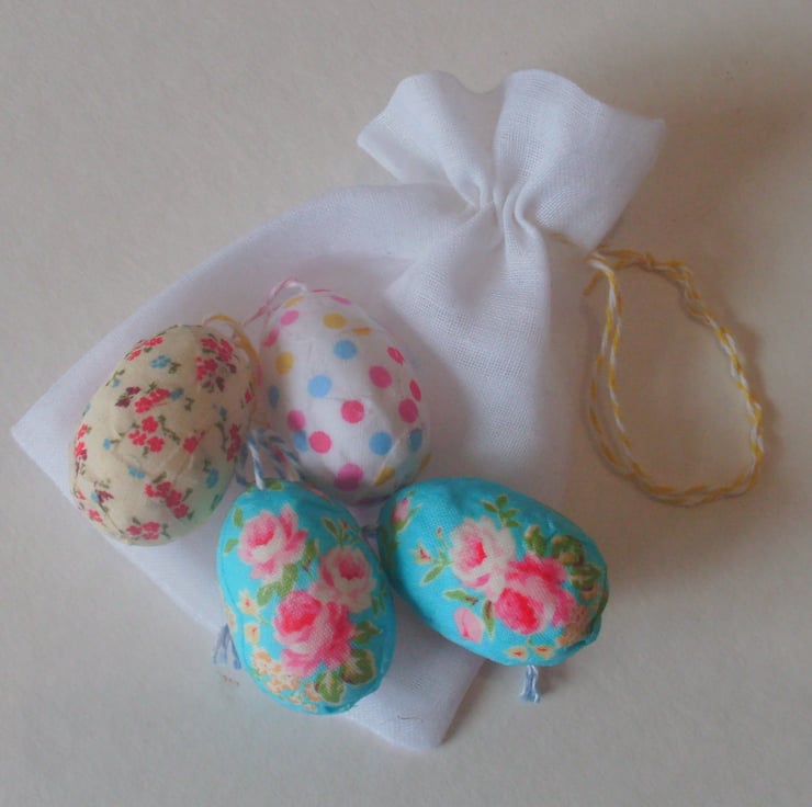 FABRIC COVERED EASTER EGGS (3 small) Folksy